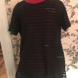 Black Sheer Paneling T-Shirt